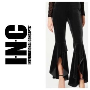 INC Bell Bottom Stretch Velvet Pull On Pants